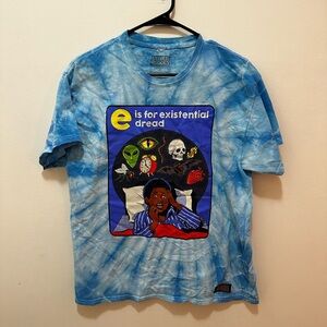 Stephen Rhodes “e is for existential dread” tie dye T-shirt